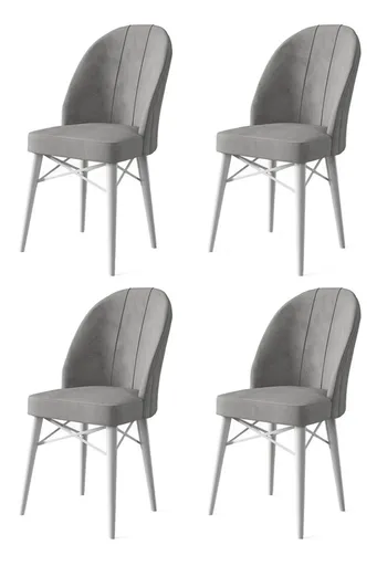 Set scaune 4 piese, Hanah Home, Ritim, Gri/Alb