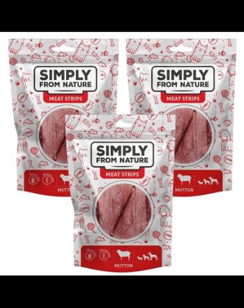 SIMPLY FROM NATURE Meat Strips fasii carne oaie pentru caini 3x80 g