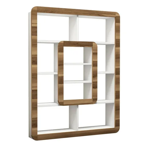 Bibliotecă Orkide White and Walnut, maro închis