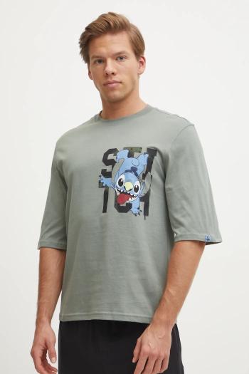 Bavlnené pyžamové tričko United Colors of Benetton LILO&STITCH zelená farba, s potlačou, 30964M01Y