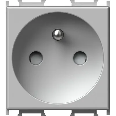 Modul Priza st. francez 1P 16A ST IP20 Argint, Set 10 buc, TEM Modul TEM-VM40ES-P