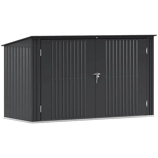 Outsunny Cutie Depozitare Pubele pentru 3 Recipiente de 240L cu 2 Uși și Încuietori, 233x105x118,5/133 cm, Gri | Aosom Romania