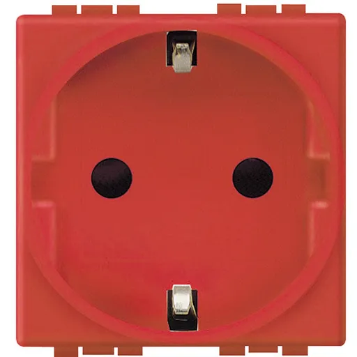 Priza schuko 2 module Bticino Living Light L4141R, rosie