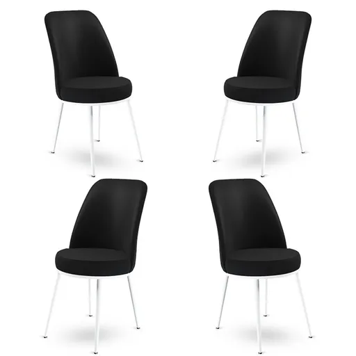 Set scaune 4 piese, Hanah Home, Dexa, Alb/Negru