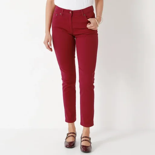 Pantaloni slim 7/8 de culoare uni