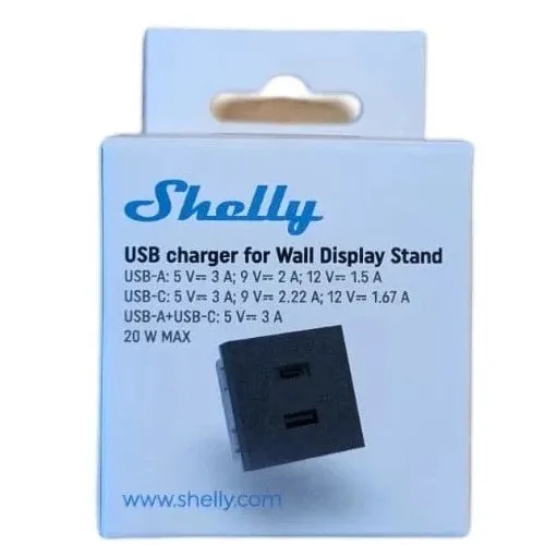 Adaptor USB pentru suportul Shelly Wall Display Negru 3800235269664