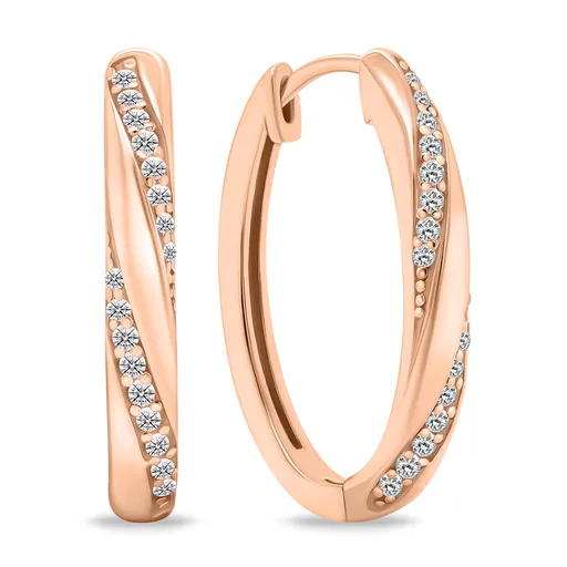 Brilio Silver Cercei ovali decenți bronz cu zirconi transparente EA661R