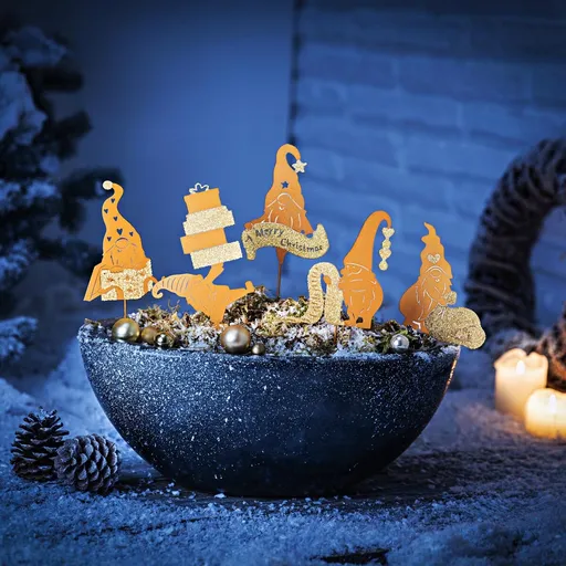 Decor de grădină Echipa lui Moș Crăciun, set 5 buc.