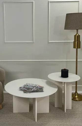 Set masute de cafea, Hanah Home, Leo (45 + 42), Crem