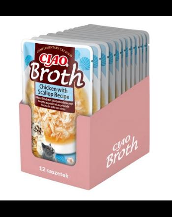 INABA CIAO Broth supa pisici cu pui si scoici 12x40g