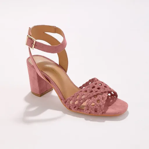 Sandale cu baretă din piele cu toc cu baretă