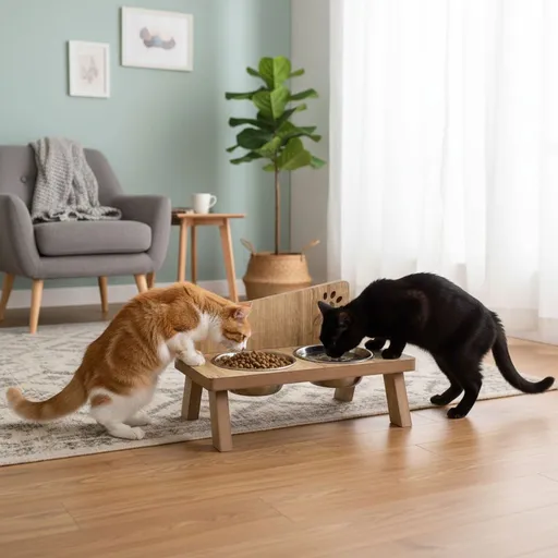 Bol pentru hrana animale de companie, Paws & Whiskers, Tori, 100% MDF (Grosime: 1,8 mm), Lemn