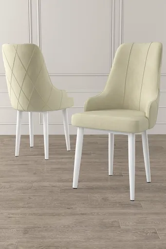 Set scaune 6 piese, Hanah Home, Trex, Crem/Alb