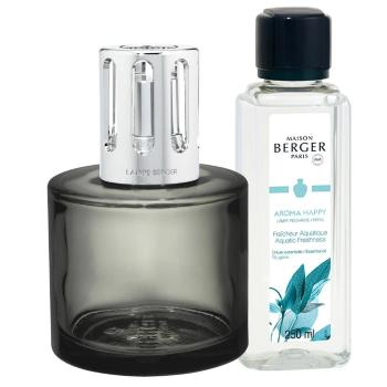 Maison Berger Paris Set cadou lampă catalitică Aroma Happy gri + reumplere Prospețimea apei 250 ml