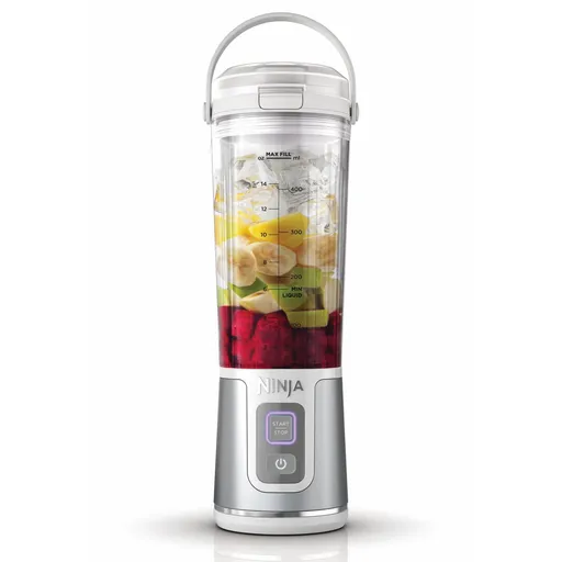 Blender portabil Ninja Blast BC151EUWH, 7.4W, 530 ml, Lama din otel cu 6 lame, Zdrobire gheata, Până la 10 cicluri, Fara BPA, USB-C, Alb