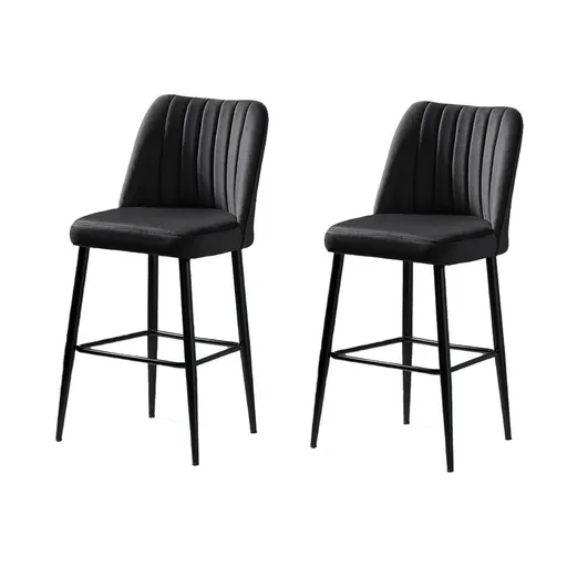 Set de scaune de bar Vento Black and Black, 2 buc., negru, 2 buc.