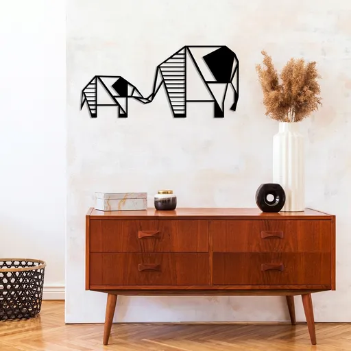 Decoratiune de perete, Elephant 3, Dimensiune: 55 x 25 cm, Negru