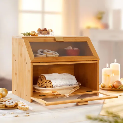 Cutie pâine cu două niveluri, bambus