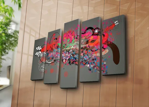 Tablou decorativ, 5PATK-236, 19 x 70 cm, Multicolor