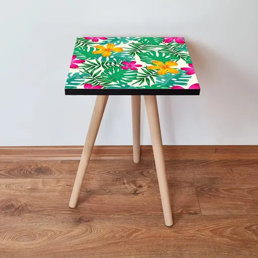 Masuta, Hanah Home, Shp206, 35x42x35 cm, Verde / Galben / Fuchsia / Alb