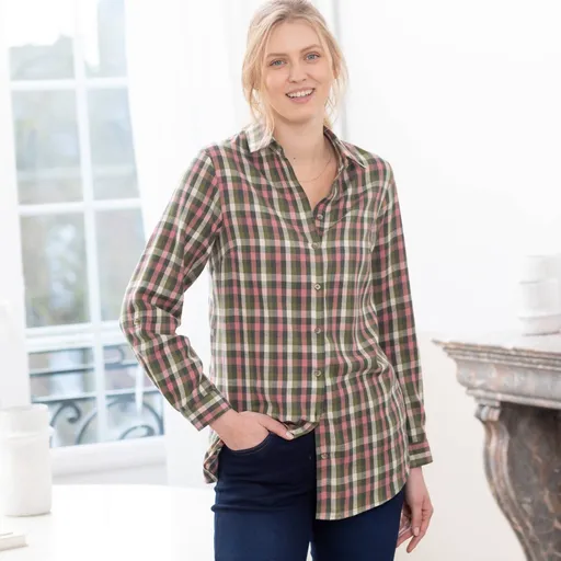 Cămașă lungă din flanel în carouri