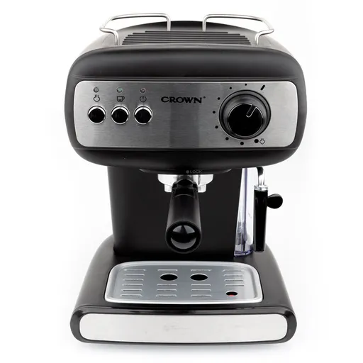 Espressor manual Crown CEM-1525, 850W, 15 bar, 1.2 l, Cafea macinata, Spumare lapte, Incalzire cesti, Negru