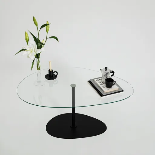 Masuta de cafea, Hanah Home, Porto, 90x40x60 cm, Transparent/Negru