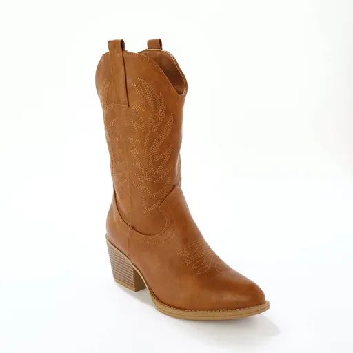 Cizme cu cusături contrastante, vârf