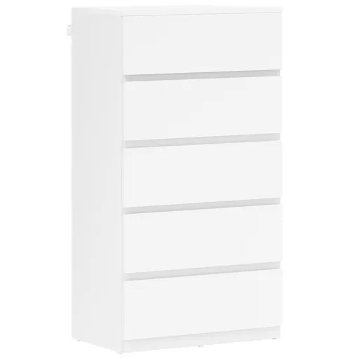 HOMCOM Comodă Sideboard Sertar, 5 sertare, 55 cm x 34 cm x 100 cm, Alb | Aosom Romania