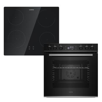 Klarstein Set cuptor și plită cu inducție ControlSync, 9 funcții, 4 zone de gătit, volum 72 l