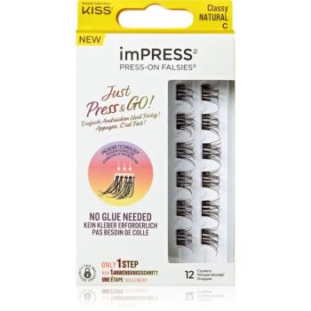 KISS imPRESS Just Press & GO ! pachet cu gene fără noduri autoadezive Classy Natural 12 buc