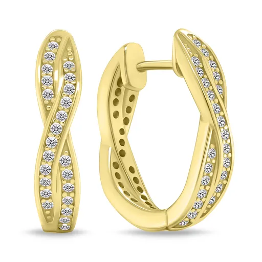 Brilio Silver Cercei cercuri strălucitori placați cu aur cu zirconi EA742Y