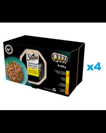 SHEBA Selection tavi hrana pisica 32x85 g in sos cu pui si curcan, pui, pasari de curte, curcan