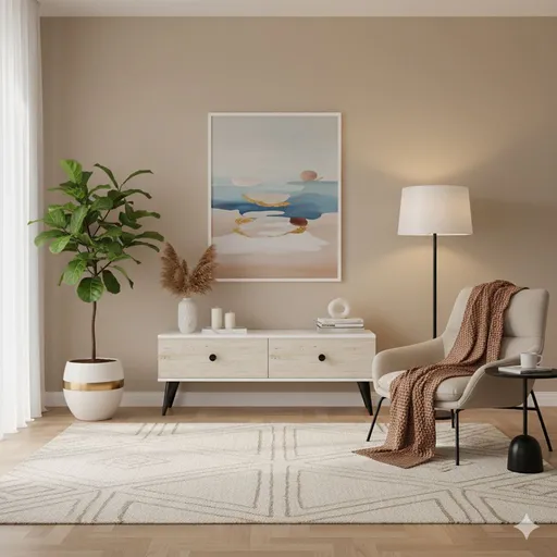 Comoda TV, Hanah Home, Mona 120, 120x40.5x32 cm, PAL , Alb / Travertin