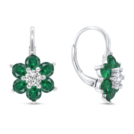 Brilio Silver Cercei blânzi din argint cu zirconi verzi Flori EA307WG