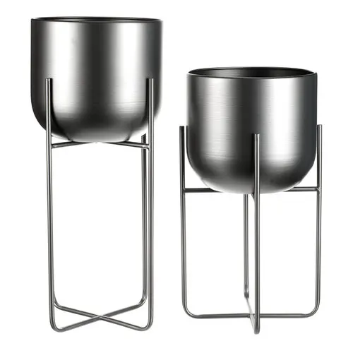 Set suporturi din metal pentru flori Moderny, gri,2 buc.