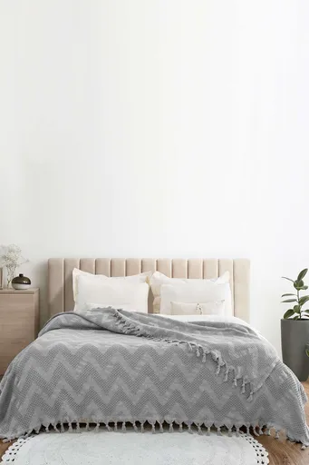 Cuvertura matlasata dubla, L'essentiel Maison, Naomi, Bumbac reciclat, Gri deschis