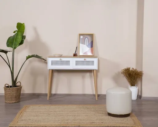 Dulap, Hanah Home, Calvin, 95x100x35 cm, Alb / Stejar