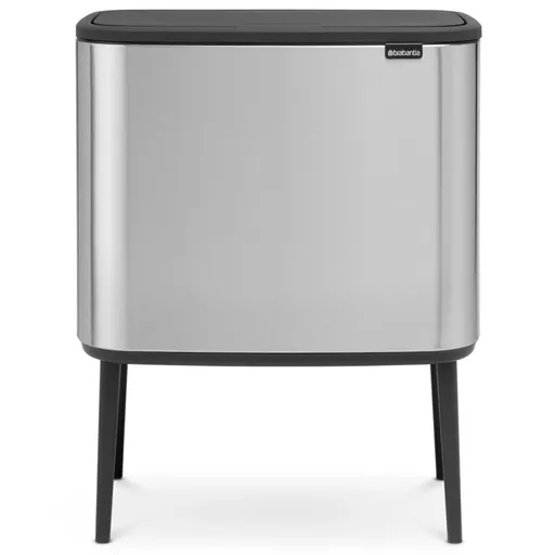 Cos pentru gunoi Brabantia Bo Touch 651115, 11+23 L, Inchidere usoara, Baza antiderapanta, Rezistent la amprente, Inox/mat