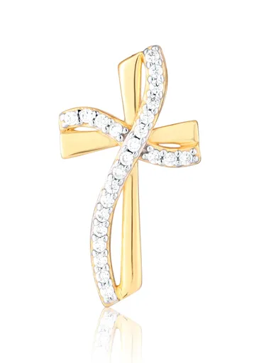 JVD Pandantiv placat cu aur Cruce cu zircon transparent SVLP1309X61GO00