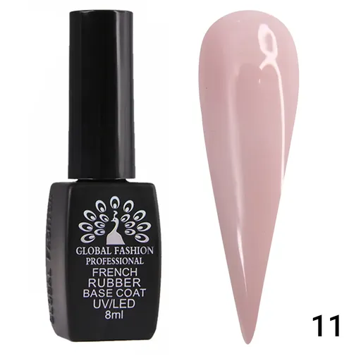 Rubber Base Coat French, Global Fashion, 8 ml,  11 Nude, TPO Free