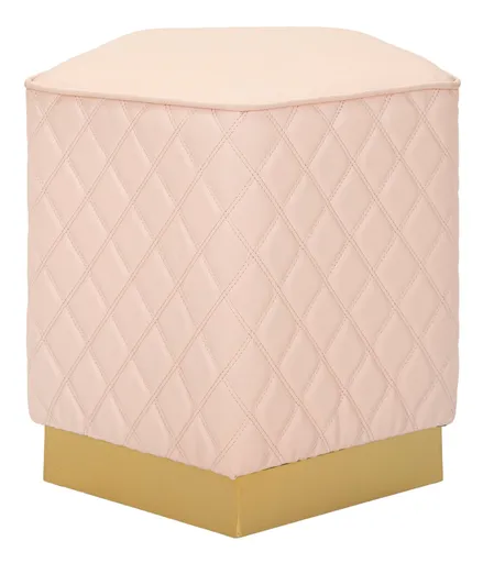 Taburet Sharon, Mauro Ferretti, 38x38x38 cm, piele ecologica/lemn de pin/metal, roz/auriu