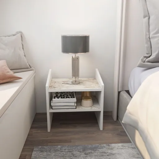 Noptiera, Hanah Home, Adin, 45x45x35 cm, Alb / Efes