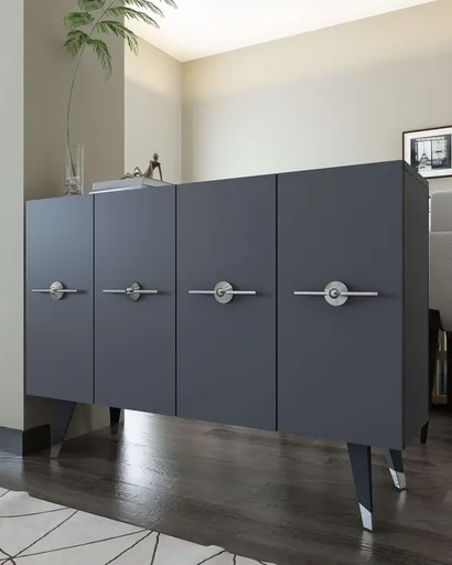 Consola, Hanah Home, 8169KM-32, 120x80x29.6 cm, PAL , Antracit / Argintiu