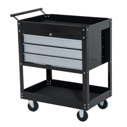 HOMCOM Cărucior Profesional Atelier, Comodă Scule Lamieră, Organizare Eficientă, Negru, 68x46x88 cm | Aosom Romania