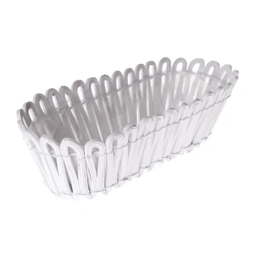 Mască de ghiveci din lemn Fence 2, alb, 30 x 10 x 14 cm