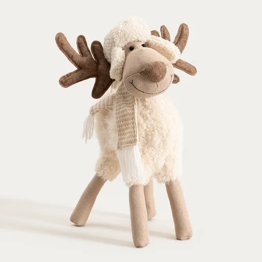 Decoratiune ren Tapan, Homla, 47 cm, poliester/otel/plastic, bej