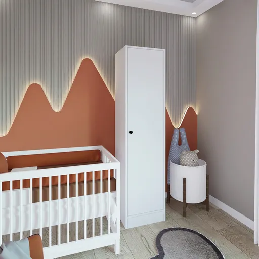 Dulap pentru haine, Hanah Home, Daisy 1600-38, 45x182x53 cm, Alb mat