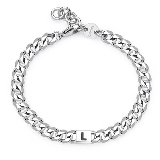 S'Agapõ Brățară de oțel pentru bărbați cu litera L Monogram SMG22