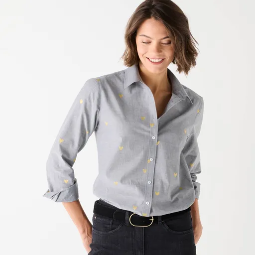 Cămașă cu imprimeu inimioare, din șambre